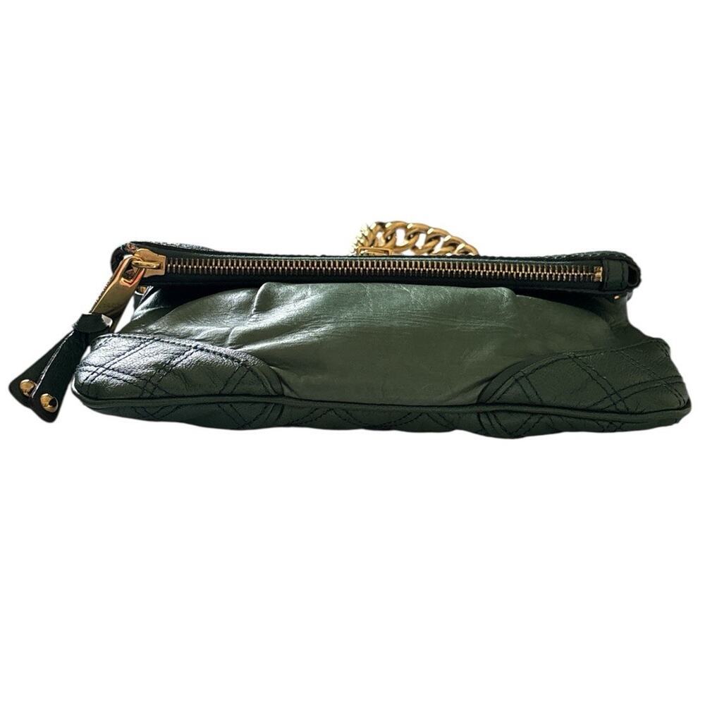 Marc Jacobs Mayfair Green Quilted Leather Heavy Gold Chain Shoulder Bag Preowned - Picture 5 of 11